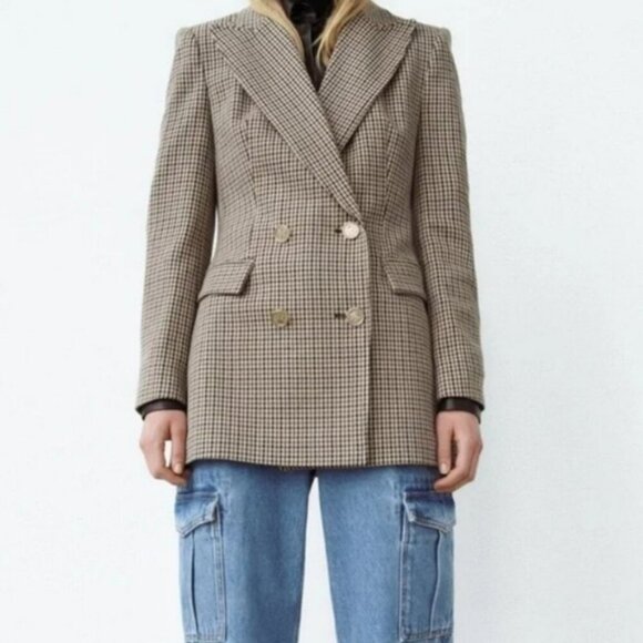 NWT Zara Blogger Favorites Plaid Double Breasted Women's Blazer Jacket Size XS. - Picture 5 of 16